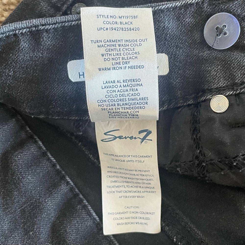 Seven7 Tummyless High Rise Skinny Jeans Women’s 8 Black Distressed Ripped - Picture 13 of 13